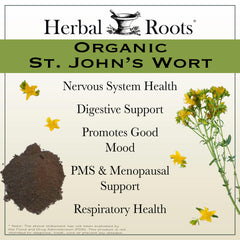 Herbal Roots etiqueta con información de 450 mg por ración y sello cGMP