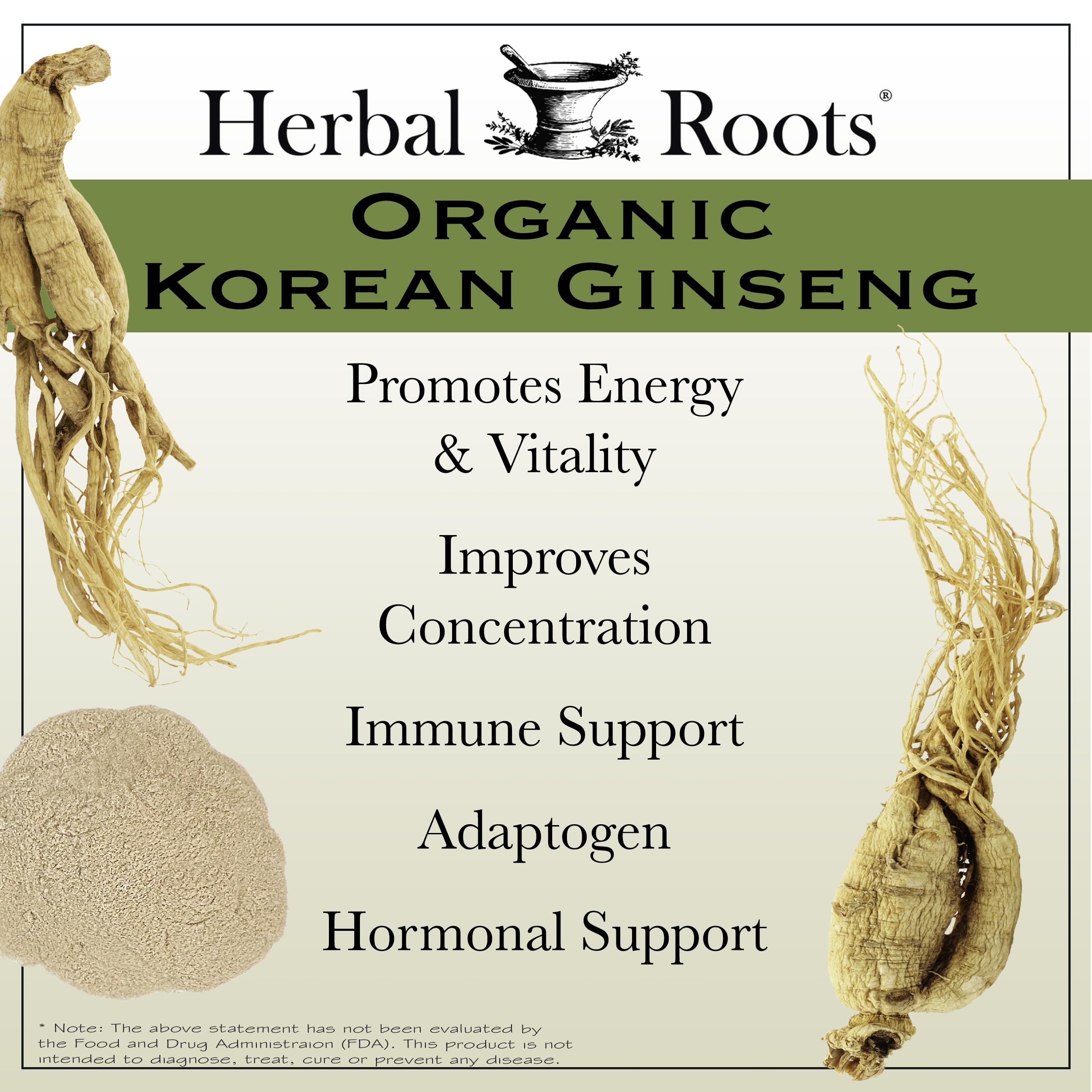 Herbal Roots polvo de ginseng textura pura para apreciación de calidad