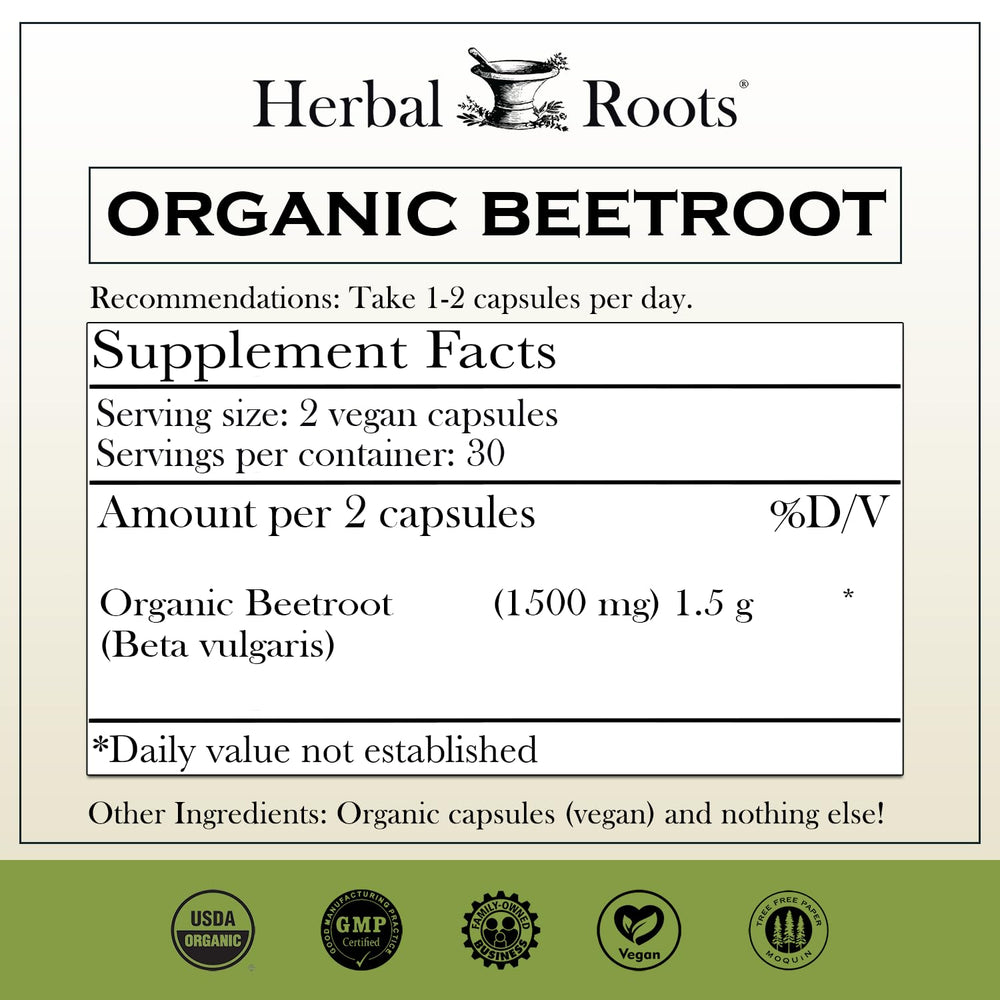Detalle del polvo de remolacha orgánica Herbal Roots, textura pura que evidencia calidad