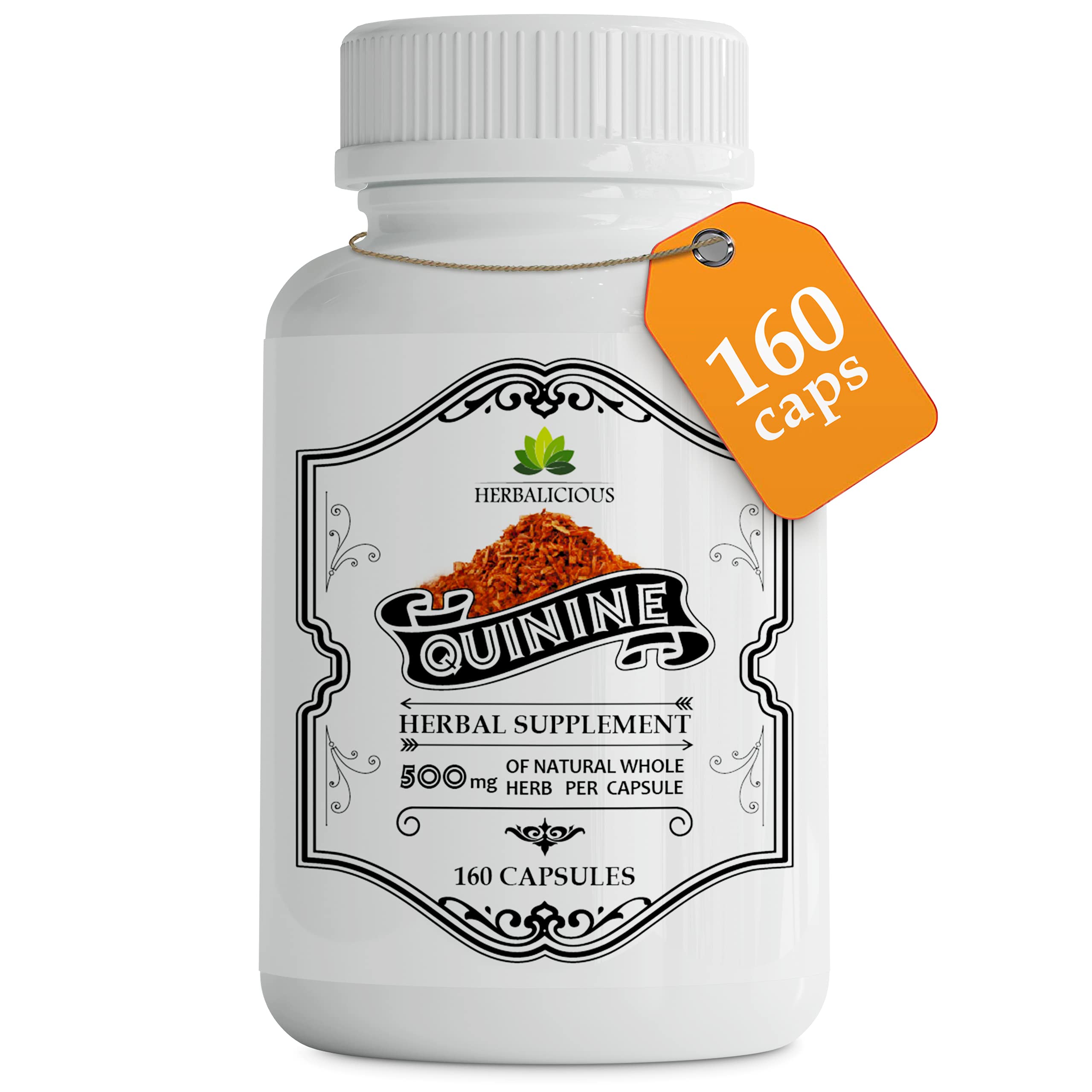HERBALICIOUS frasco frontal mostrando 160 cápsulas y beneficio de duración