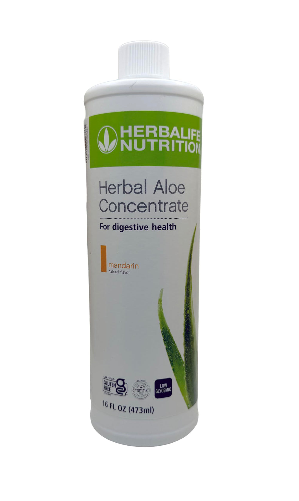 Herbalife Aloe Concentrate mandarina botella frontal y etiqueta clara para identificar el producto