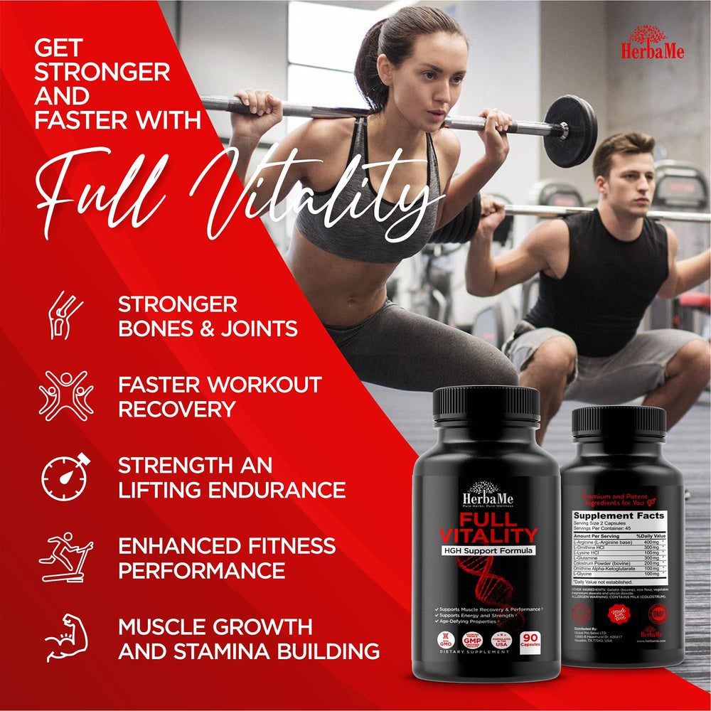 HerbaMe HGH: polvo de calostro para nutrición y recuperación nocturna.