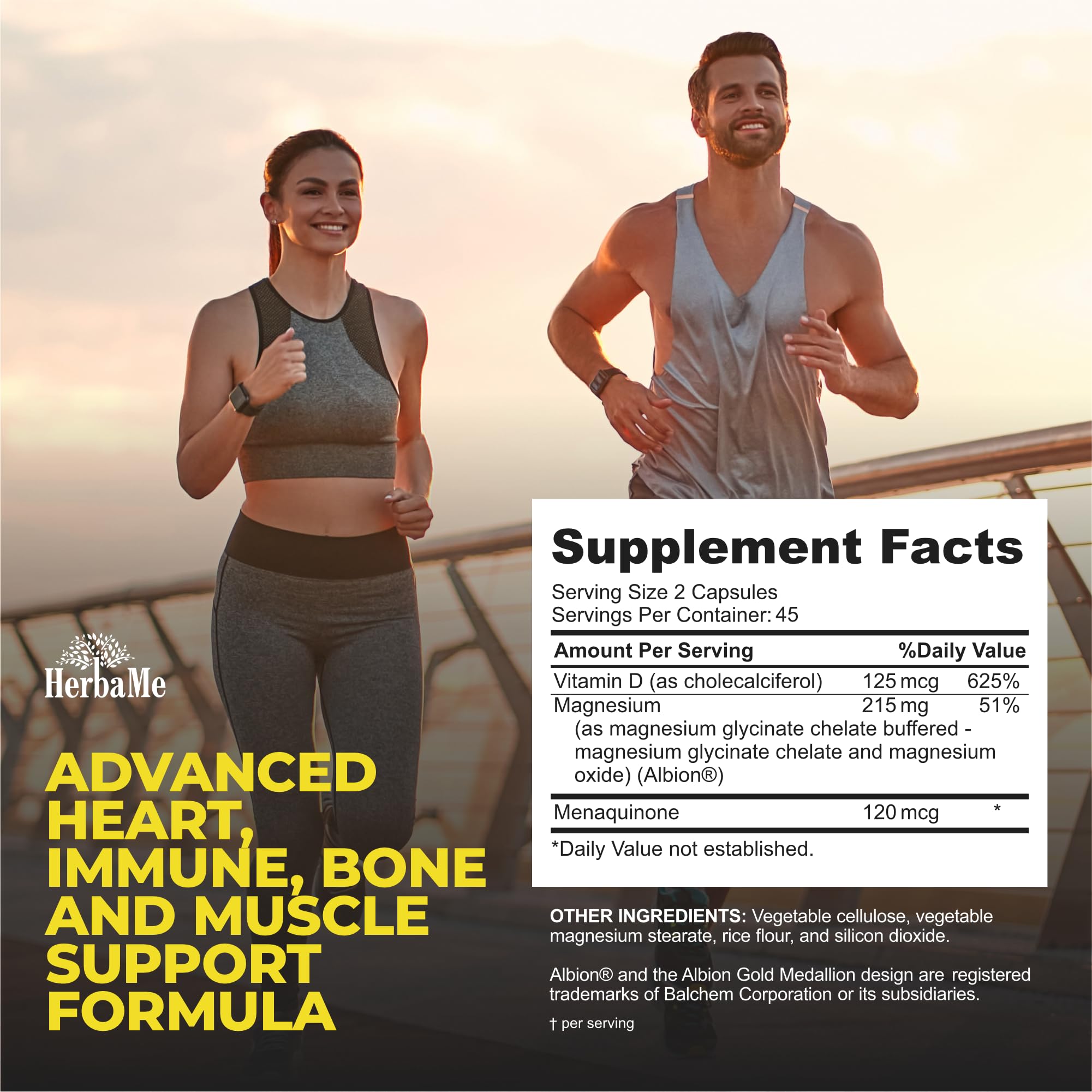 Cápsulas de HerbaMe D3 K2 Magnesio para uso diario