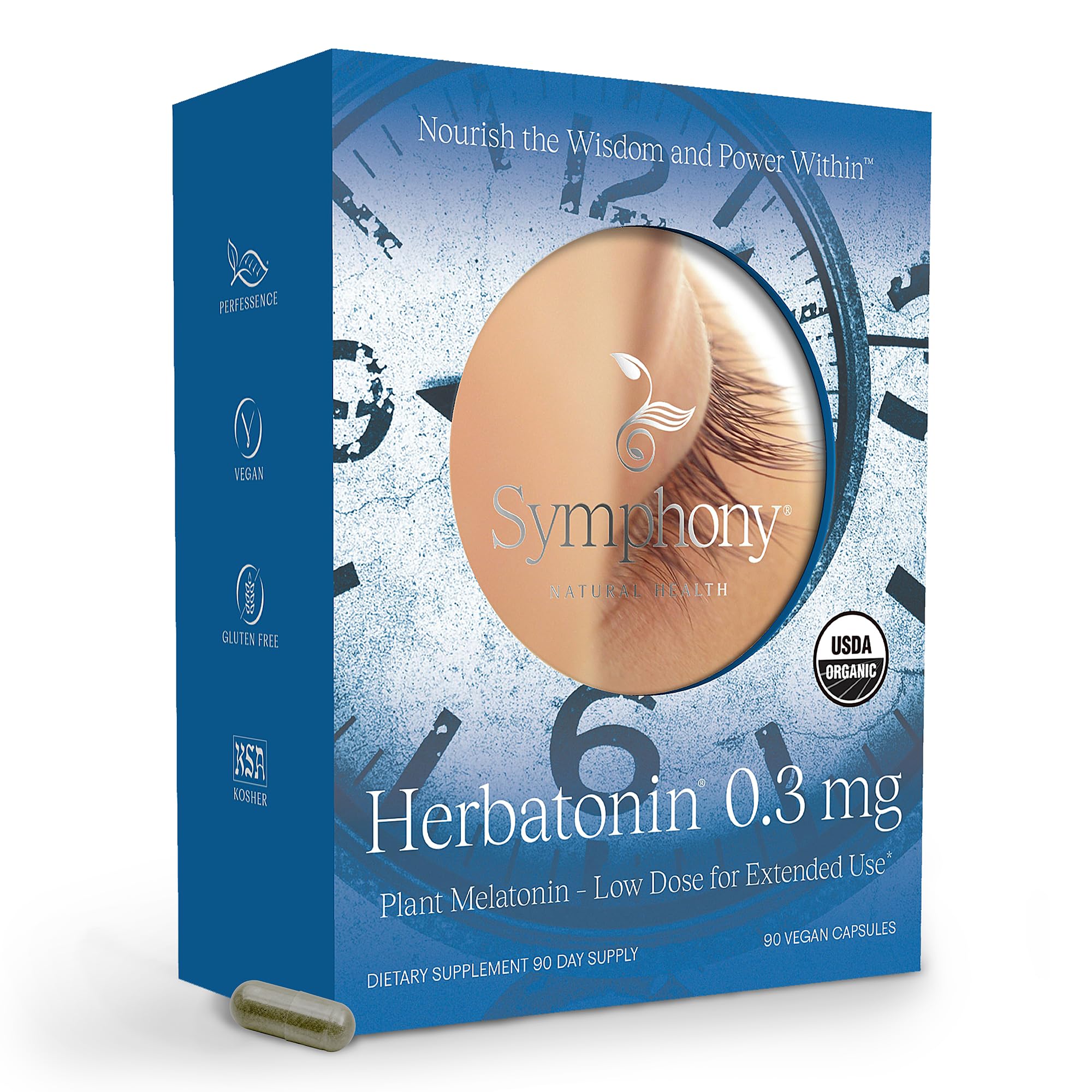 Herbatonin frente del empaque mostrando diseño y beneficio de dosis baja