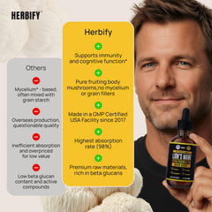 HERBIFY botella en mano para comparar tamaño y capacidad, práctico para llevar