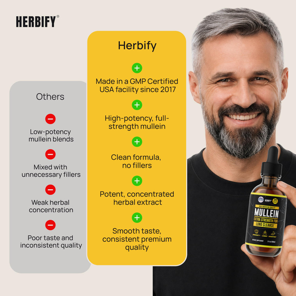 HERBIFY frasco en mano para comparar tamaño y portabilidad en la rutina diaria