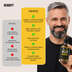 HERBIFY frasco en mano para comparar tamaño y portabilidad en la rutina diaria
