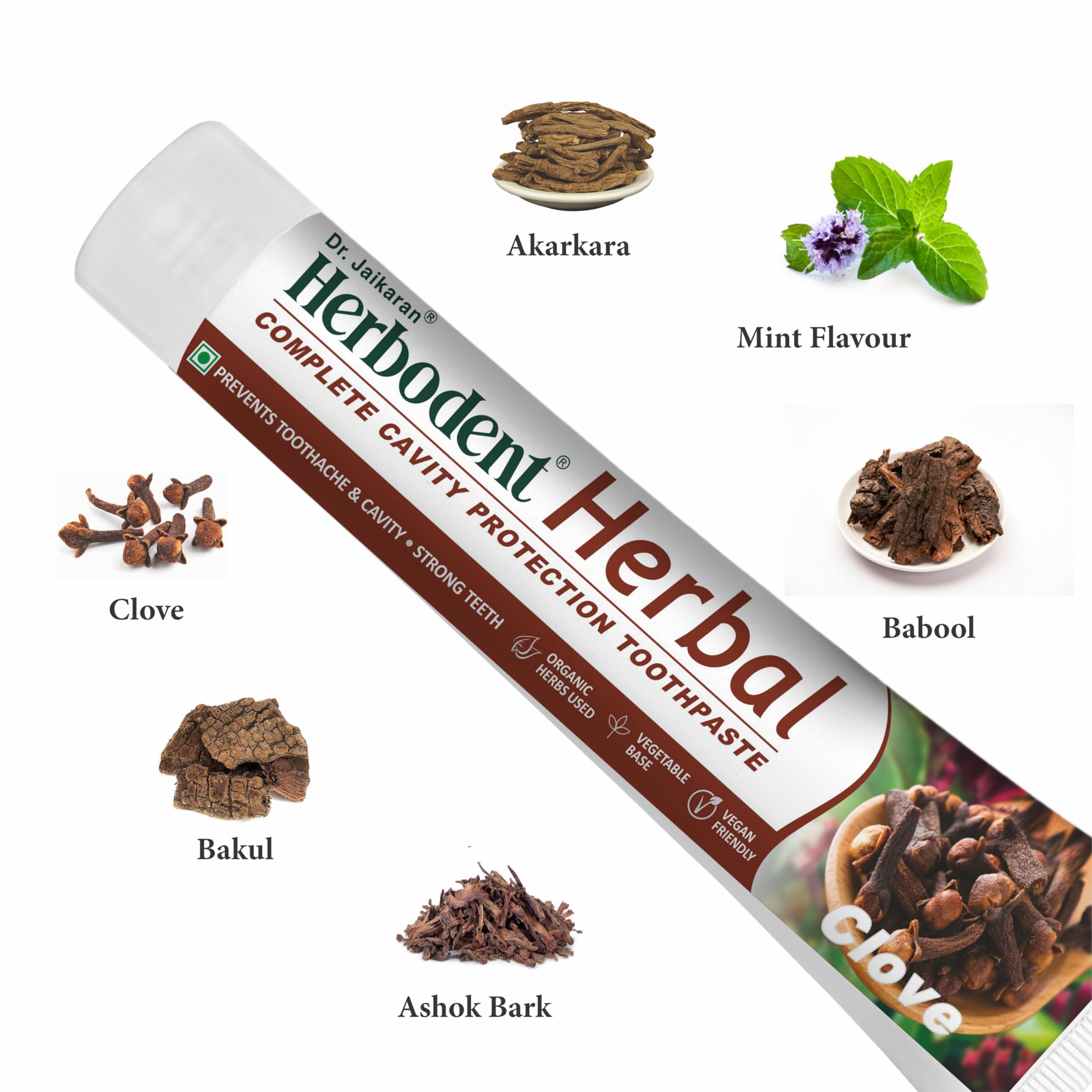 Herbodent tubo abierto con crema demostrando fácil aplicación