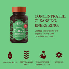 Herbs Etc. ChlorOxygen comparación de tamaño de una softgel con moneda