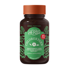 Herbs Etc. envase frontal de ChlorOxygen con información visible y beneficio desodorizante