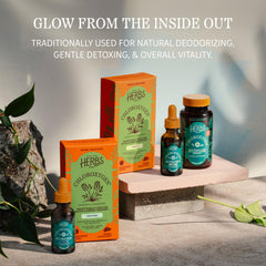 Herbs Etc. ChlorOxygen cápsulas alineadas para toma diaria y conveniencia