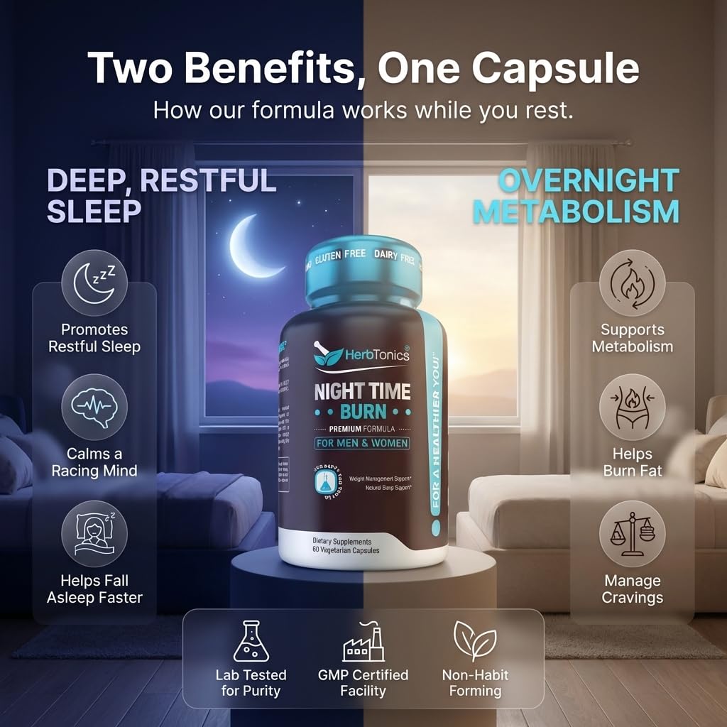 Herbtonics cápsula en mano lista para tomar y facilitar rutina nocturna