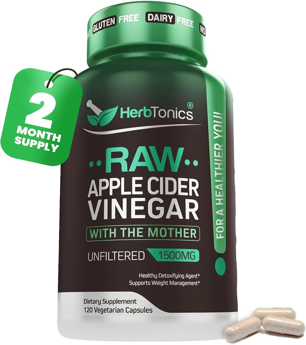 Herbtonics frasco frontal mostrando el nombre y beneficio digestivo
