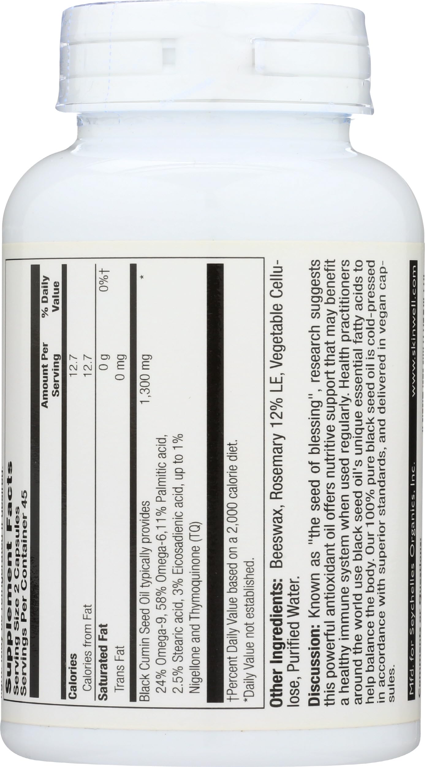 HERITAGE STORE etiqueta con Nigella sativa y información clara