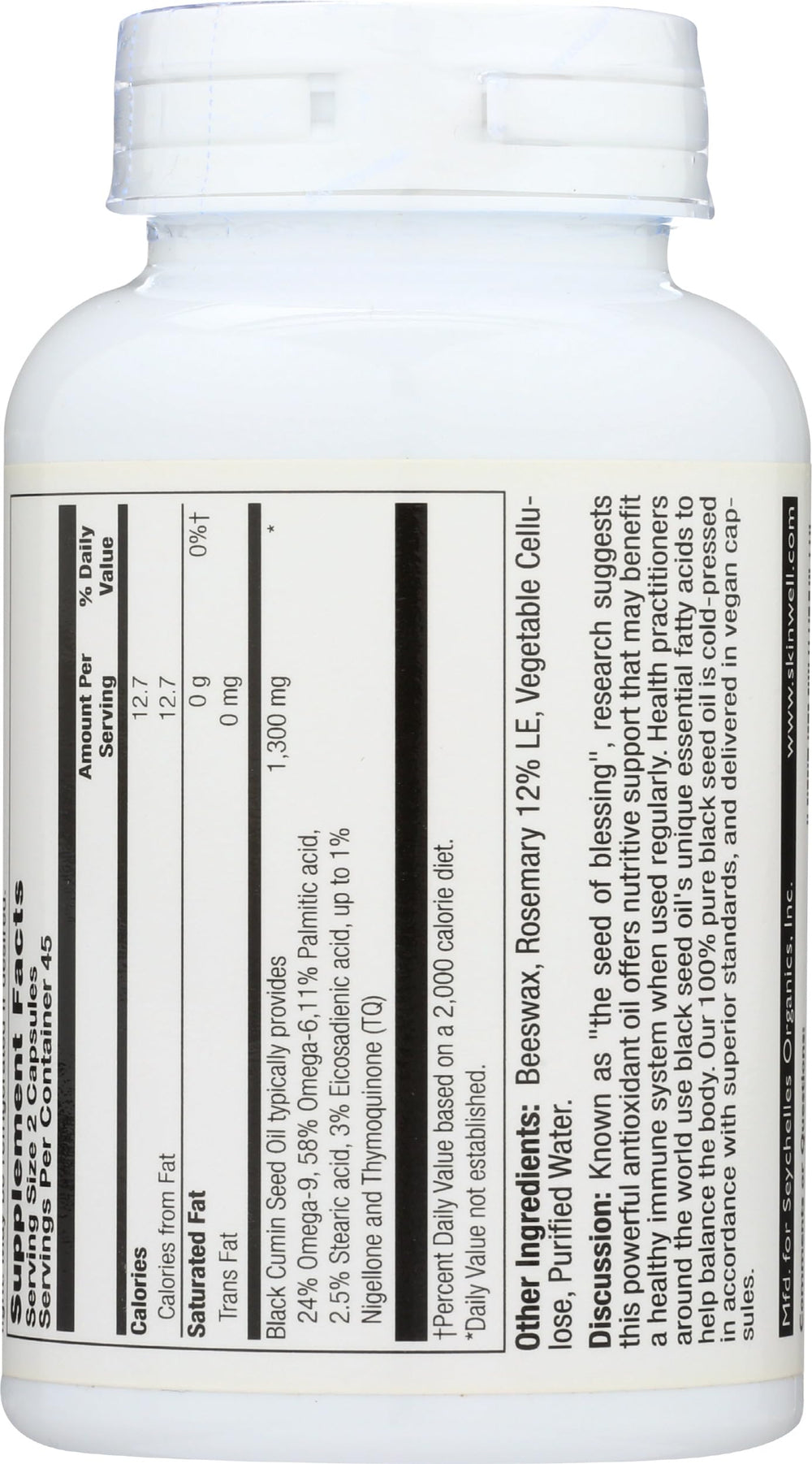HERITAGE STORE etiqueta con Nigella sativa y información clara