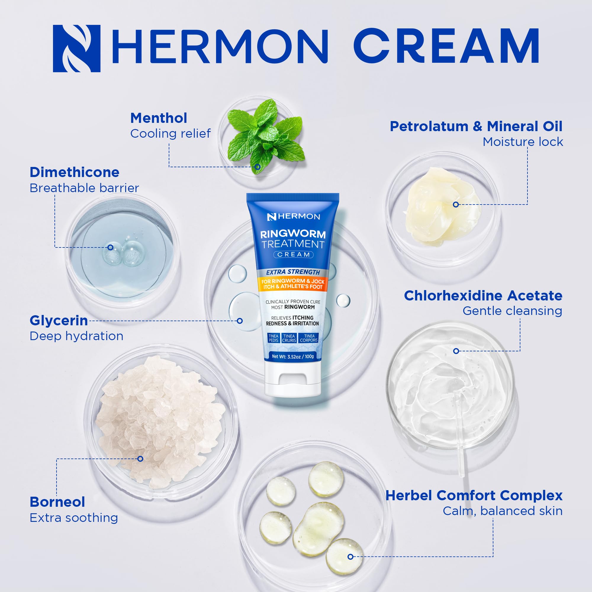 Hermon etiqueta de ingredientes mostrando fórmula suave