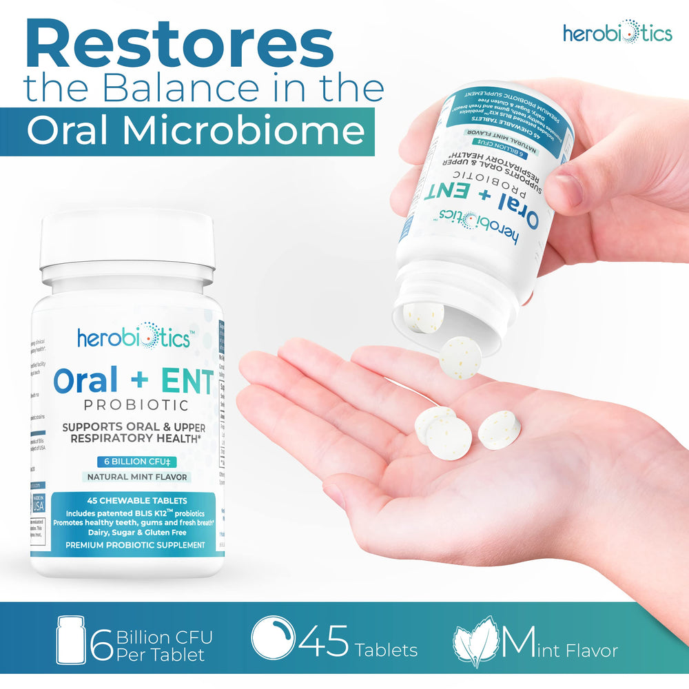 herobiotics tabletas masticables en mano para uso fácil y administración diaria