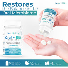 herobiotics tabletas masticables en mano para uso fácil y administración diaria