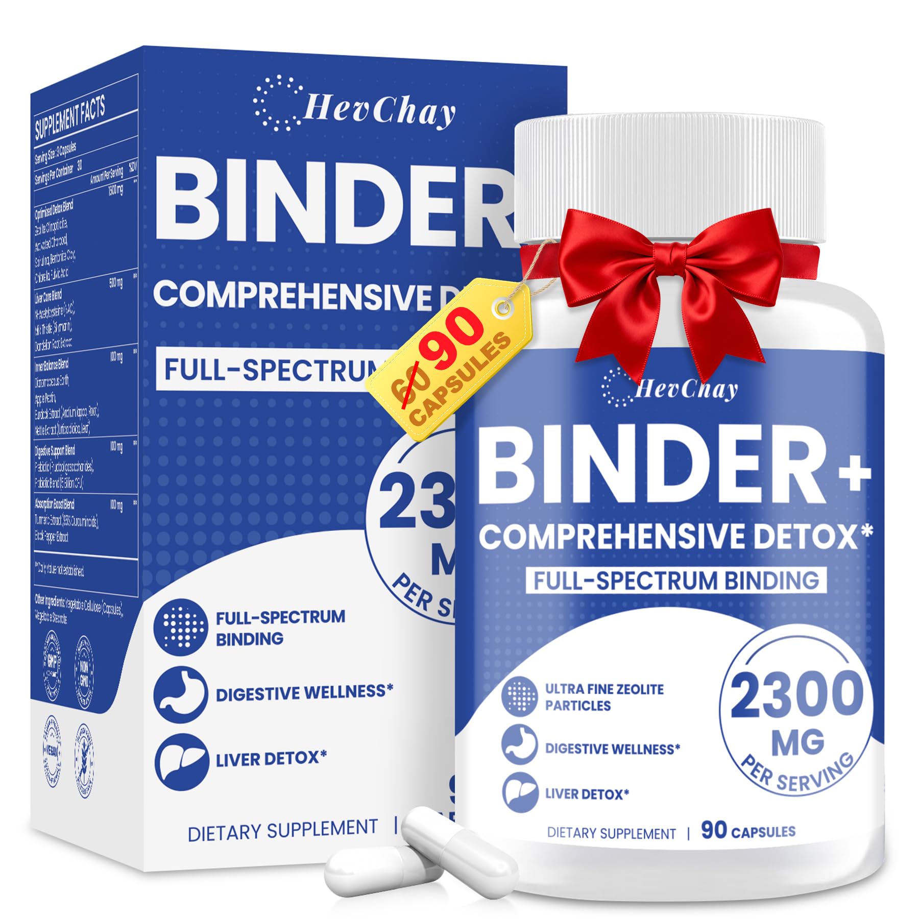 HevChay frente del envase mostrando fórmula 2300 mg y beneficios
