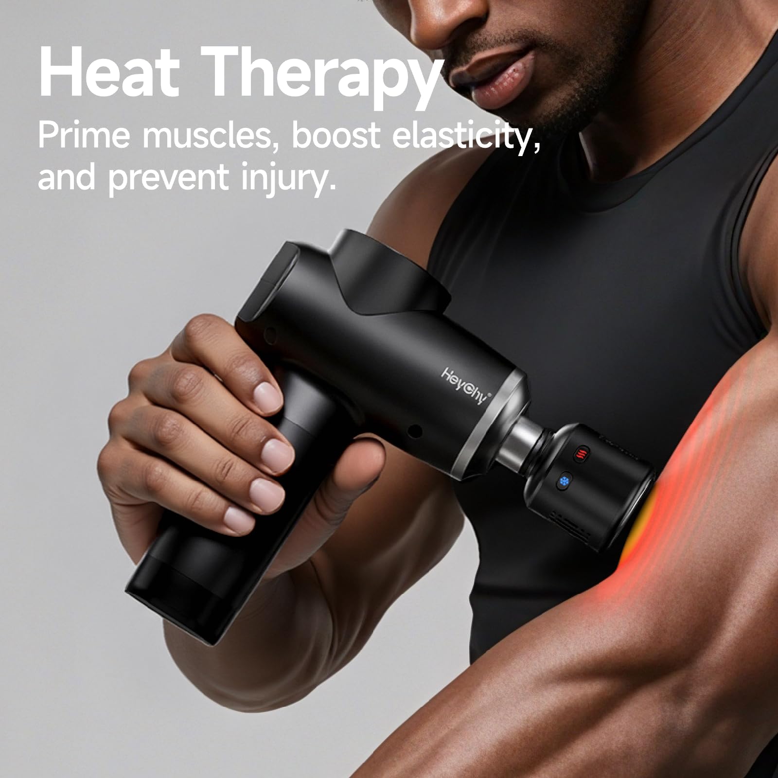 HEYCHY cabezal caliente en primer plano para calentar músculos antes ejercicio