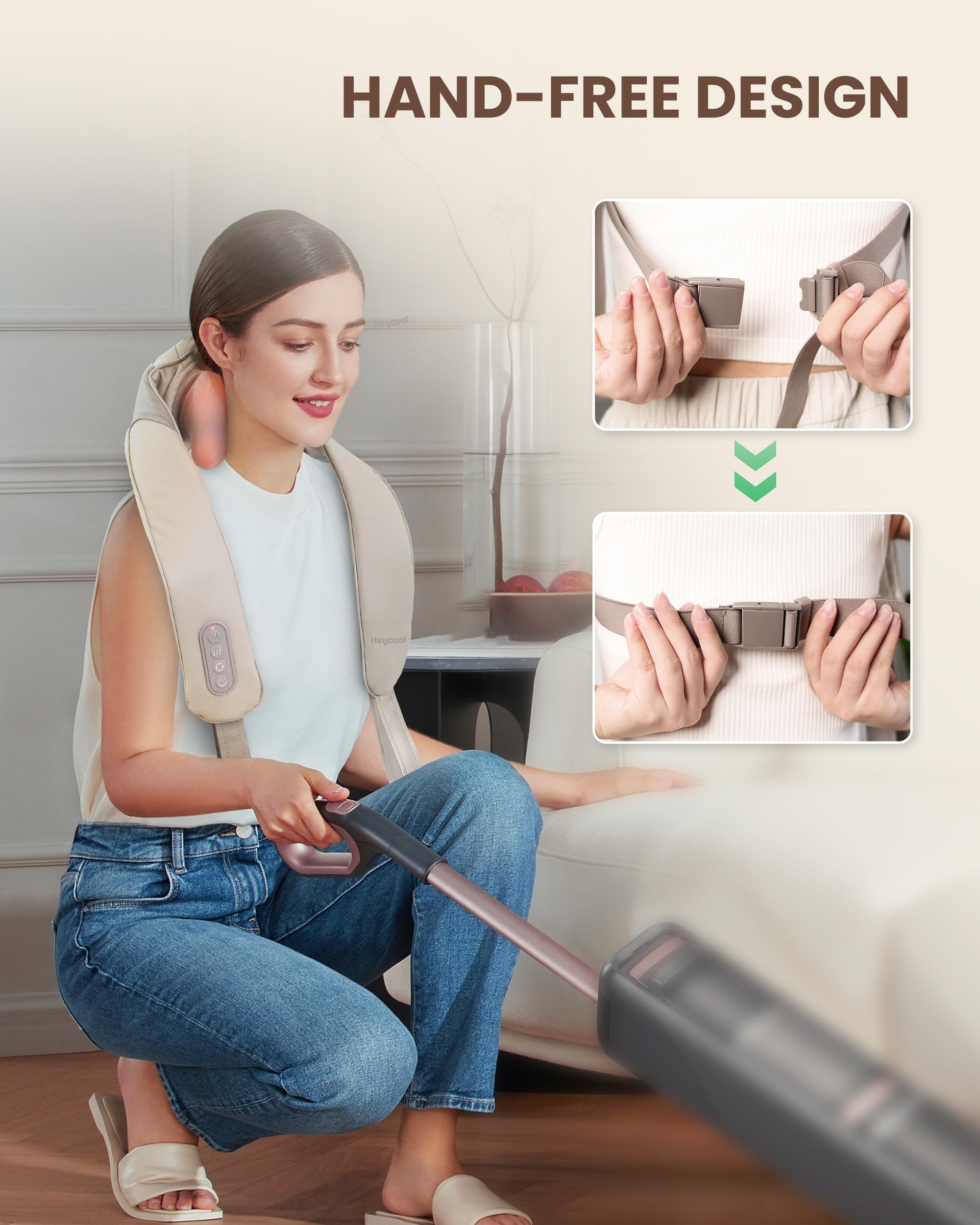 Heycool masajeador guardado en maleta, ideal para llevar en viajes