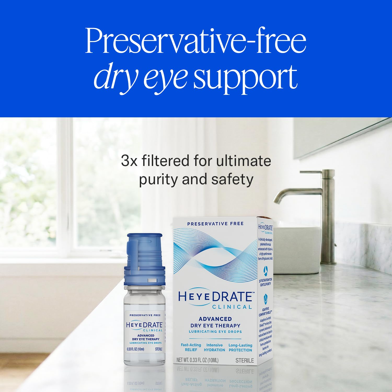Heyedrate ingredientes resaltados que muestran hylan‑A y povidona