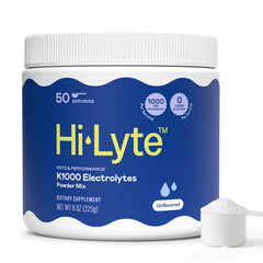 Hi-Lyte envase frontal mostrando 50 porciones y sin sabor