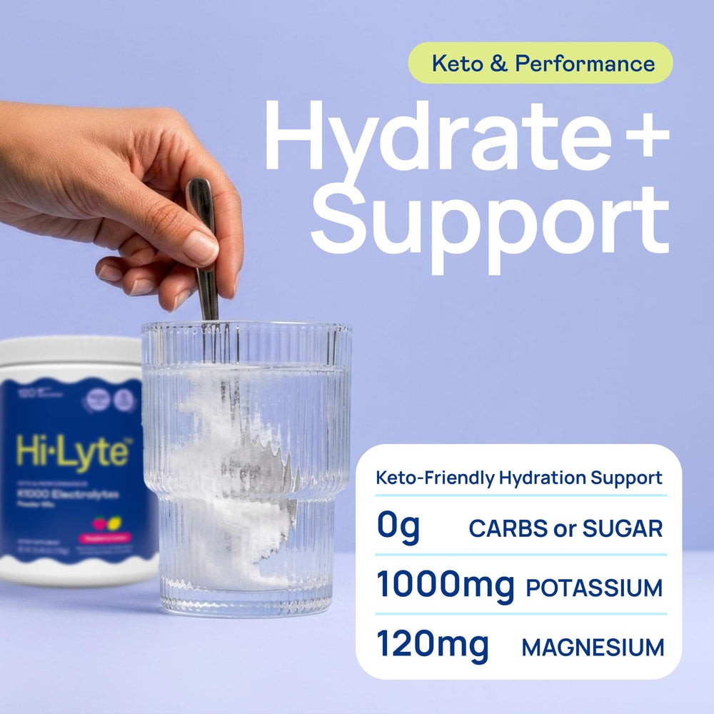 Hi-Lyte polvo en primer plano mostrando textura fina y mezcla sin grumos