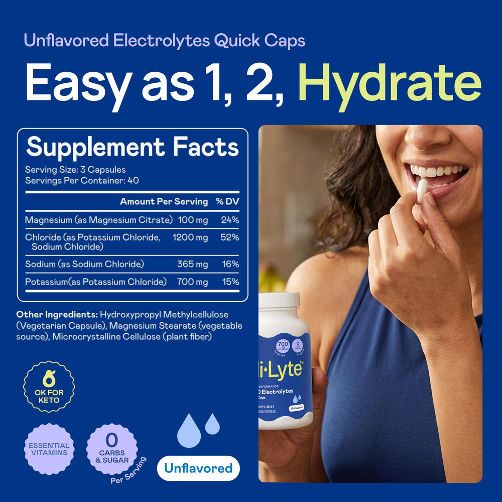 Hi-Lyte etiqueta con información de 700 mg de potasio y limpieza de ingredientes