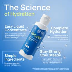 Hi-Lyte uso en botella portátil ideal para viajes y actividad física en exteriores