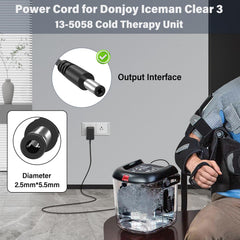 HIENADTOR cargador conectado a un Donjoy Iceman Clear 3 en uso