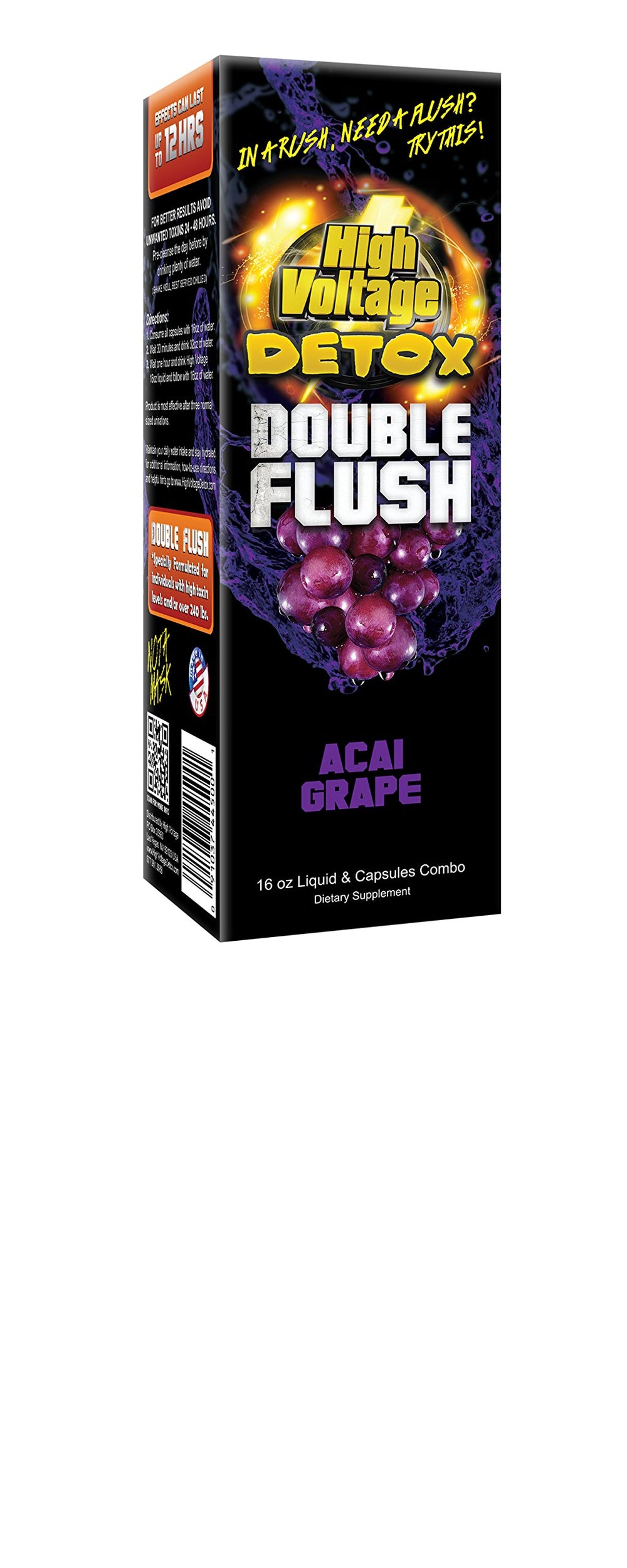 High Voltage Detox empaque delantero del combo con sabor acai grape, presentación atractiva y claridad de usos