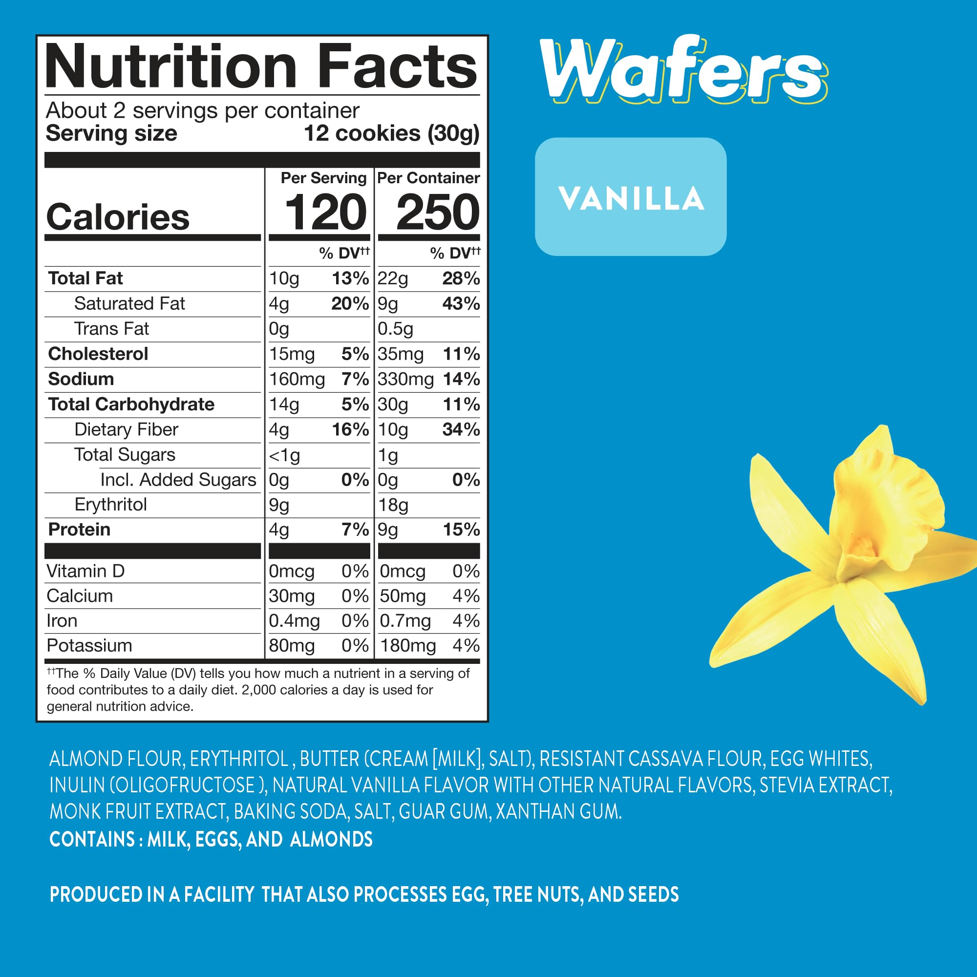 HIGHKEY etiqueta nutricional destacando ingredientes sin gluten y sin azúcar