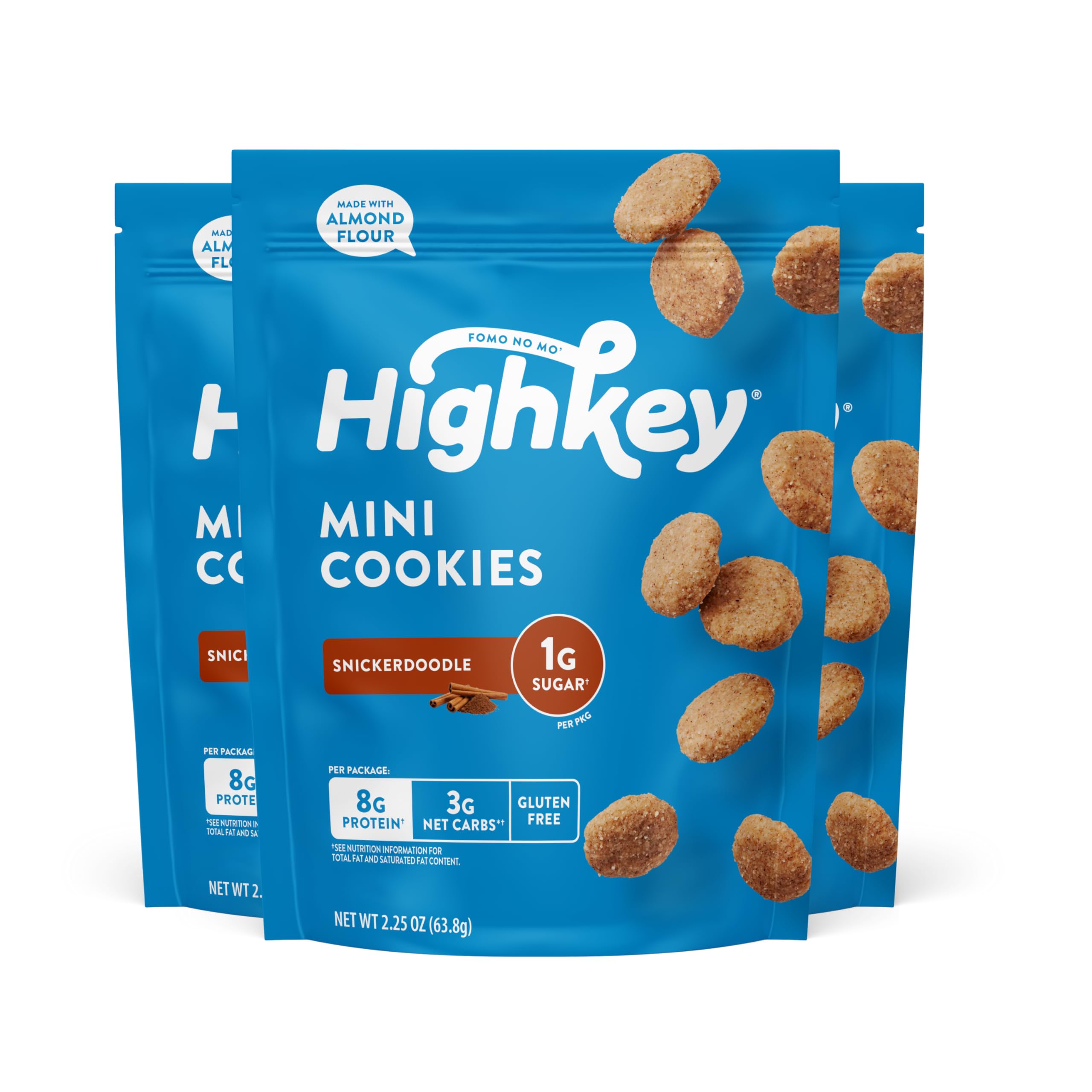 HighKey empaque frontal snickerdoodle, opción baja en carbohidratos