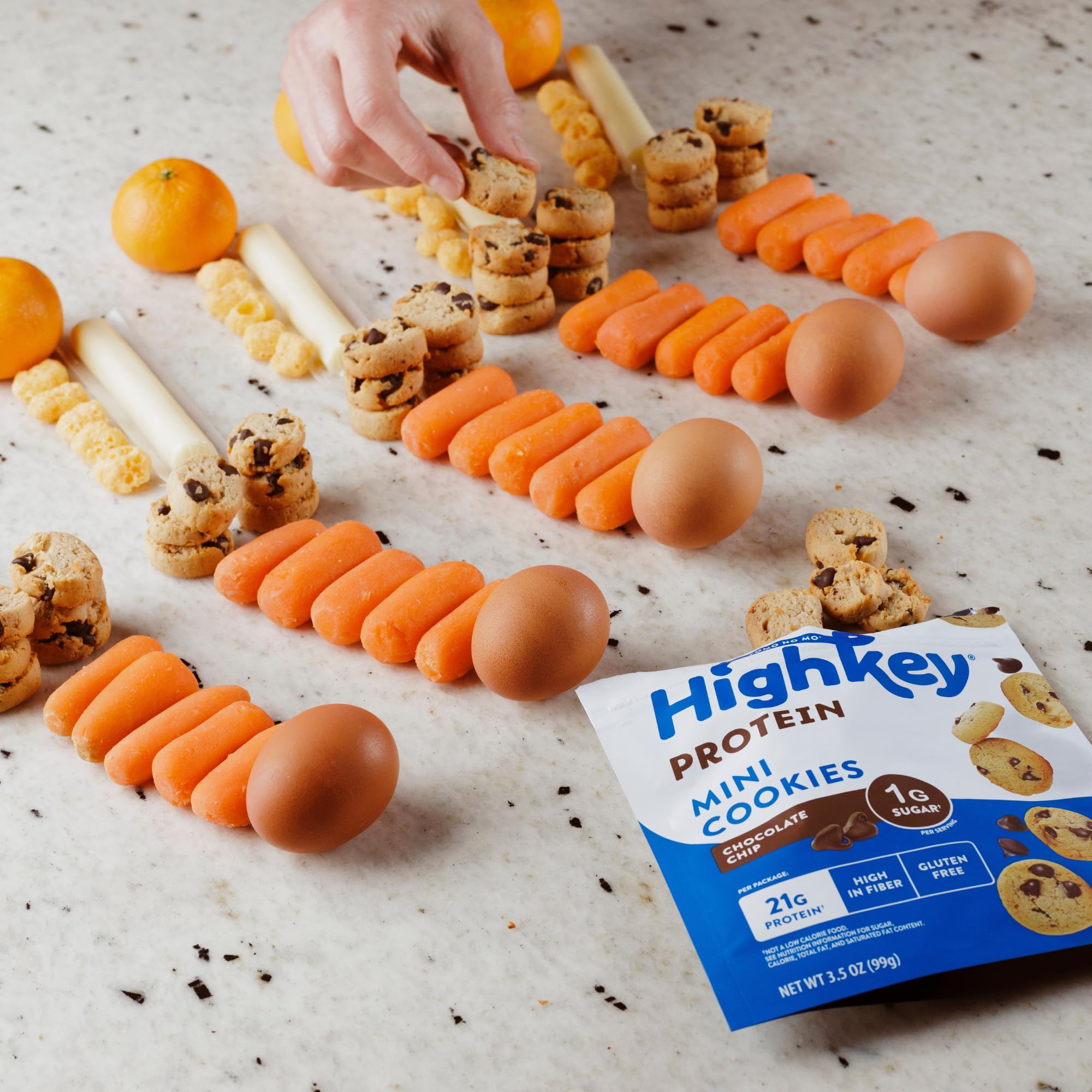 HighKey ingredientes con fibra de avena destacando fibra y textura