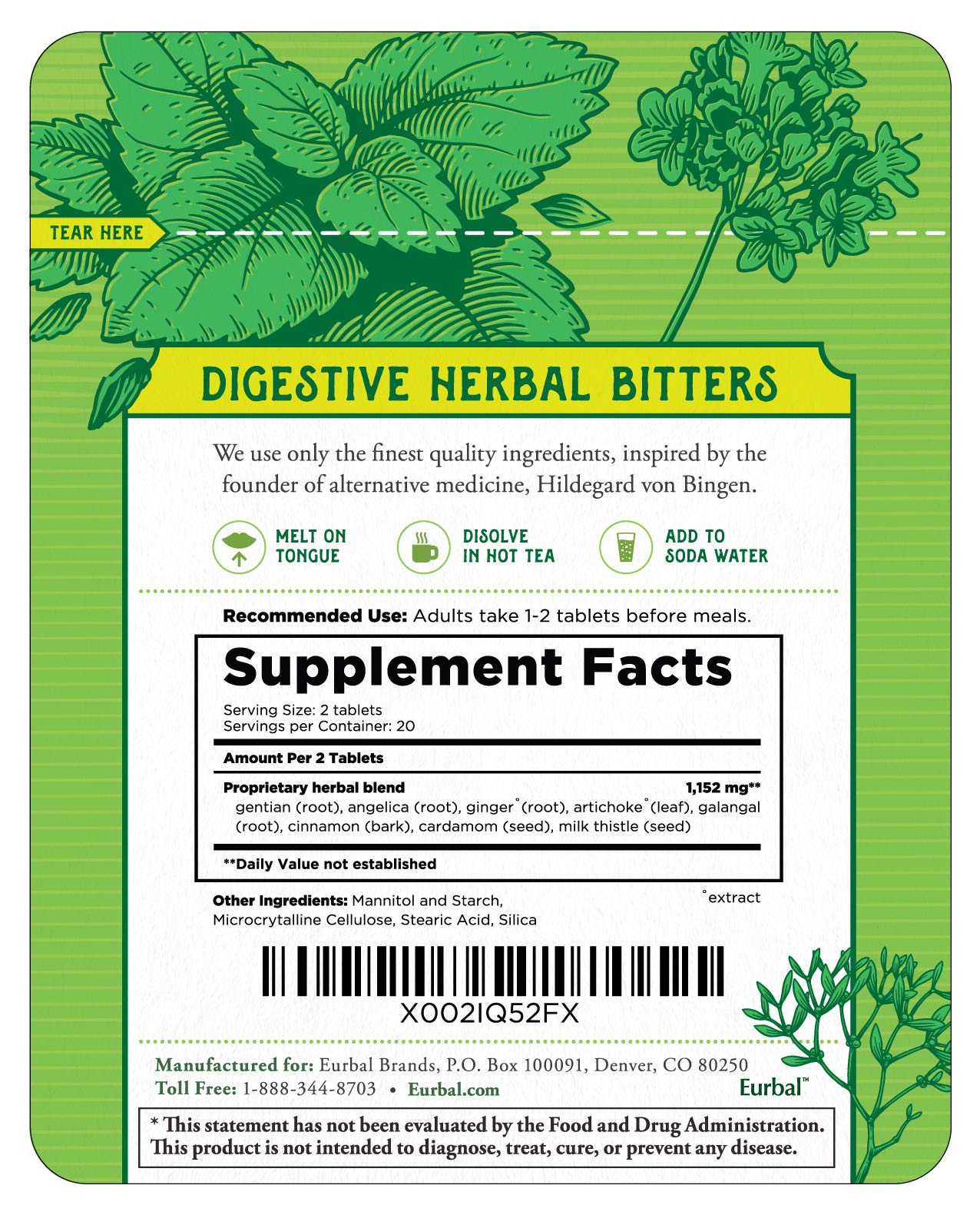 Hildegard's Original mezcla herbal en primer plano que muestra diversidad botánica
