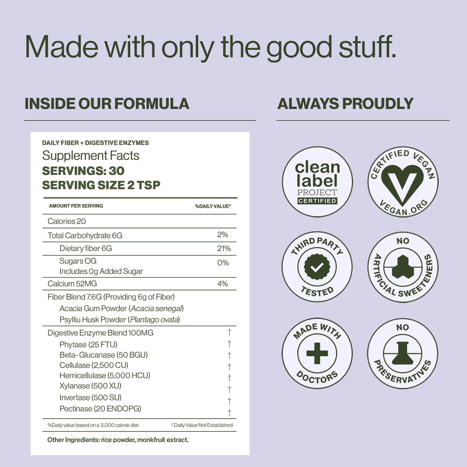 Etiqueta Hilma con información nutricional y certificación Clean Label Project
