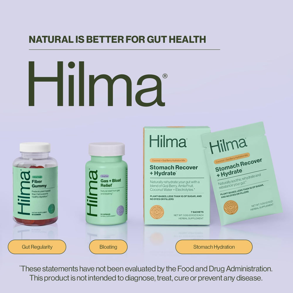Etiqueta Hilma destacando ingredientes y certificaciones de calidad