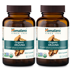 Himalaya Arjuna frontal del envase mostrando la presentación doble y la ventaja orgánica