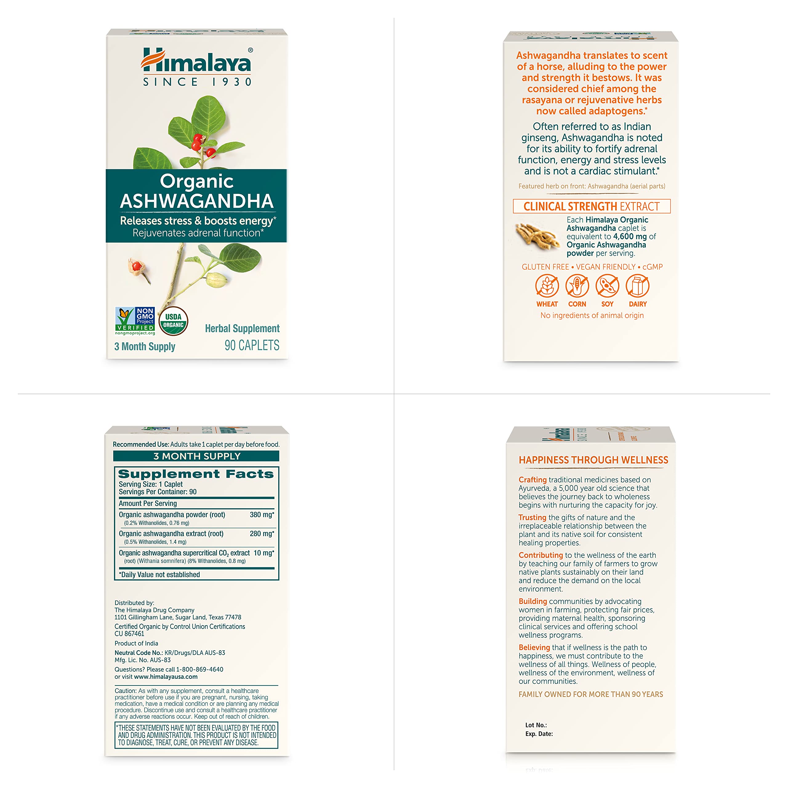 Envase Himalaya abierto mostrando cápsulas organizadas en su interior