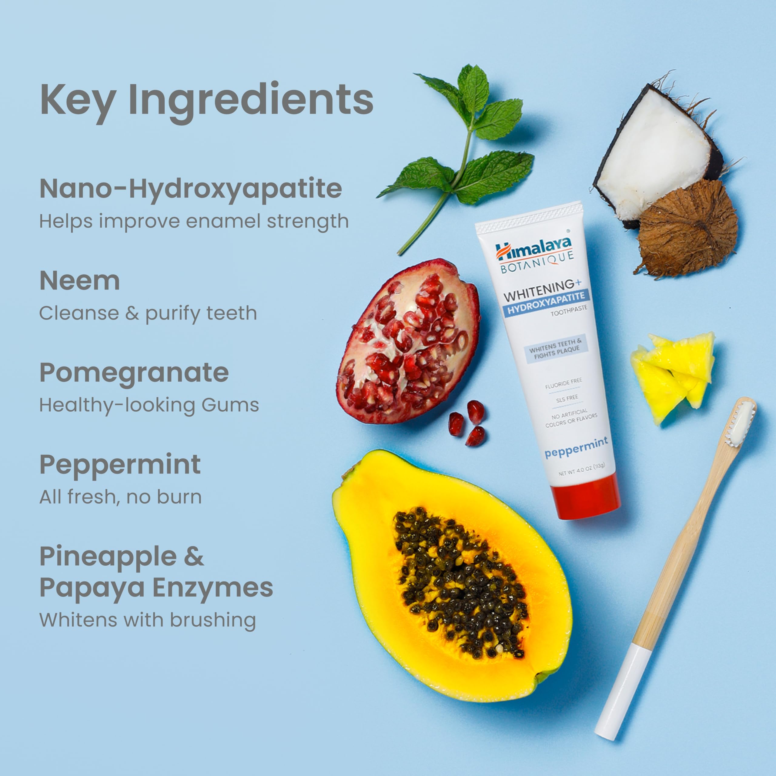 Himalaya etiqueta con lista de ingredientes botánicos y sin SLS