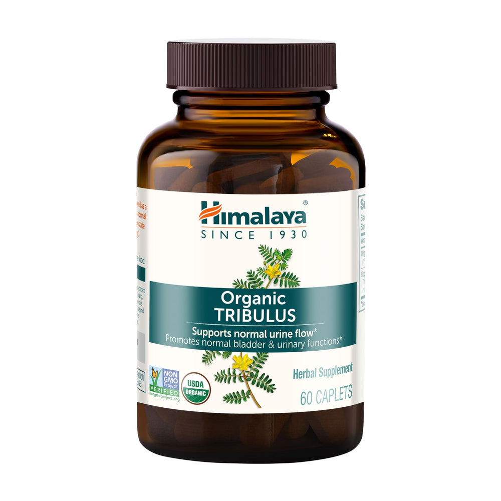 Himalaya frente del empaque mostrando 60 caplets y beneficios orgánicos