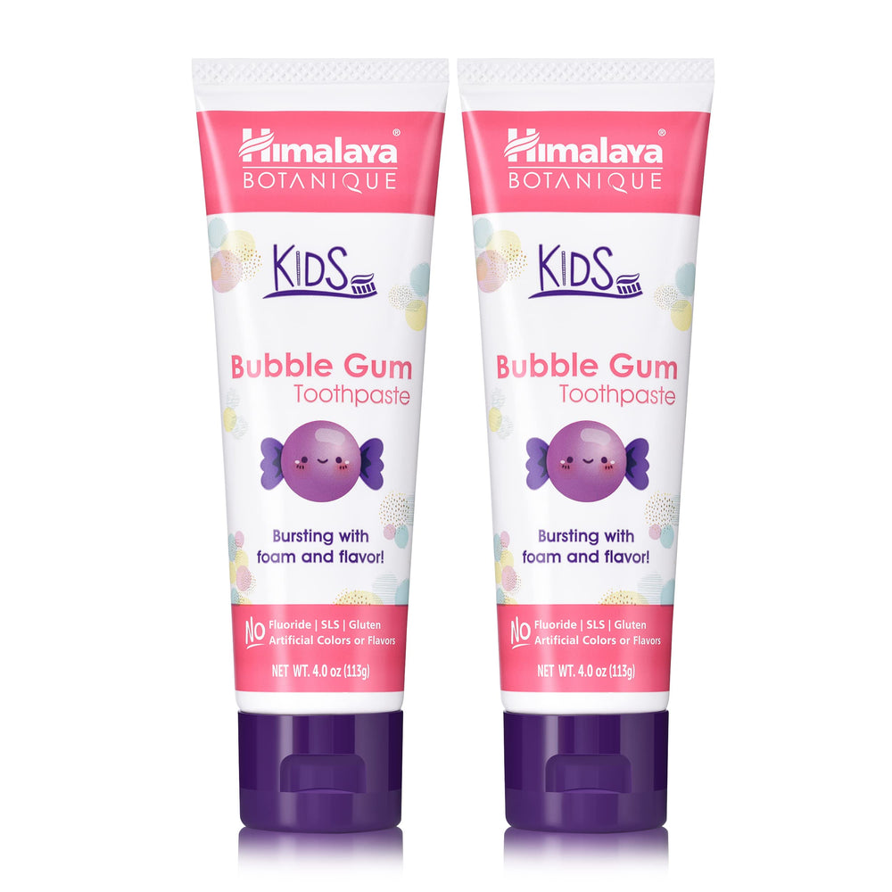 Himalaya empaque frontal dos tubos muestra sabor chicle y beneficio motivador