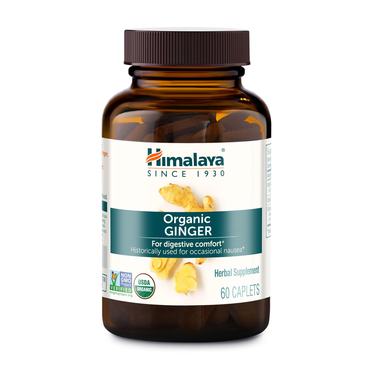 Himalaya envase frontal de cápsulas de jengibre mostrando diseño orgánico y practicidad