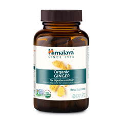 Himalaya envase frontal de cápsulas de jengibre mostrando diseño orgánico y practicidad