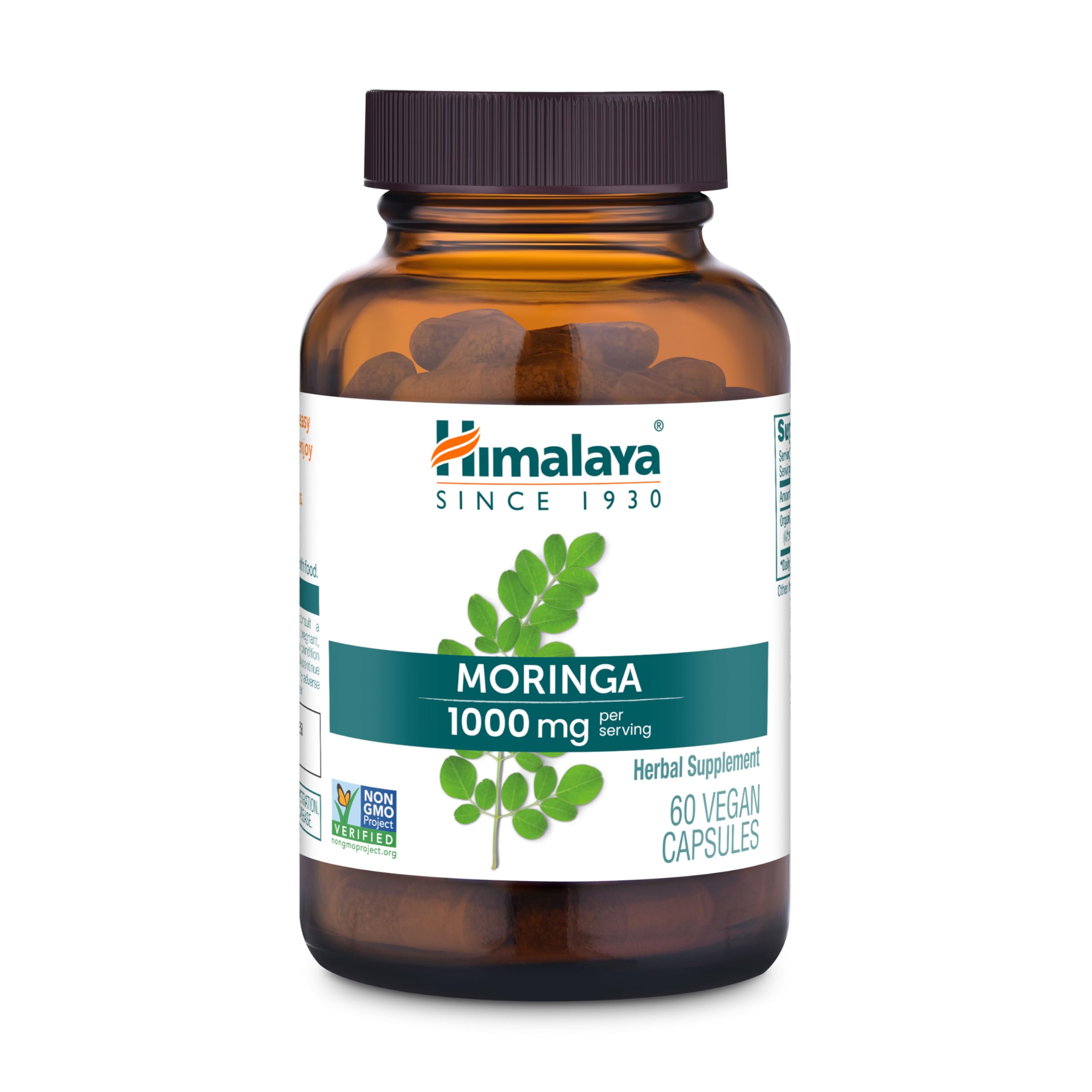 Himalaya frasco frontal mostrando etiqueta y 60 cápsulas como complemento vegano