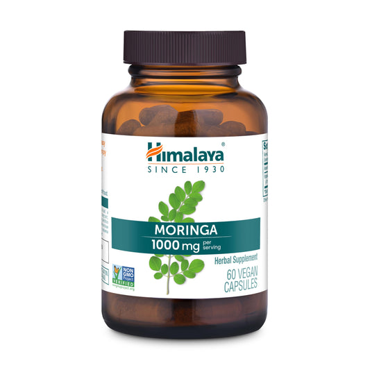 Himalaya frasco frontal mostrando etiqueta y 60 cápsulas como complemento vegano