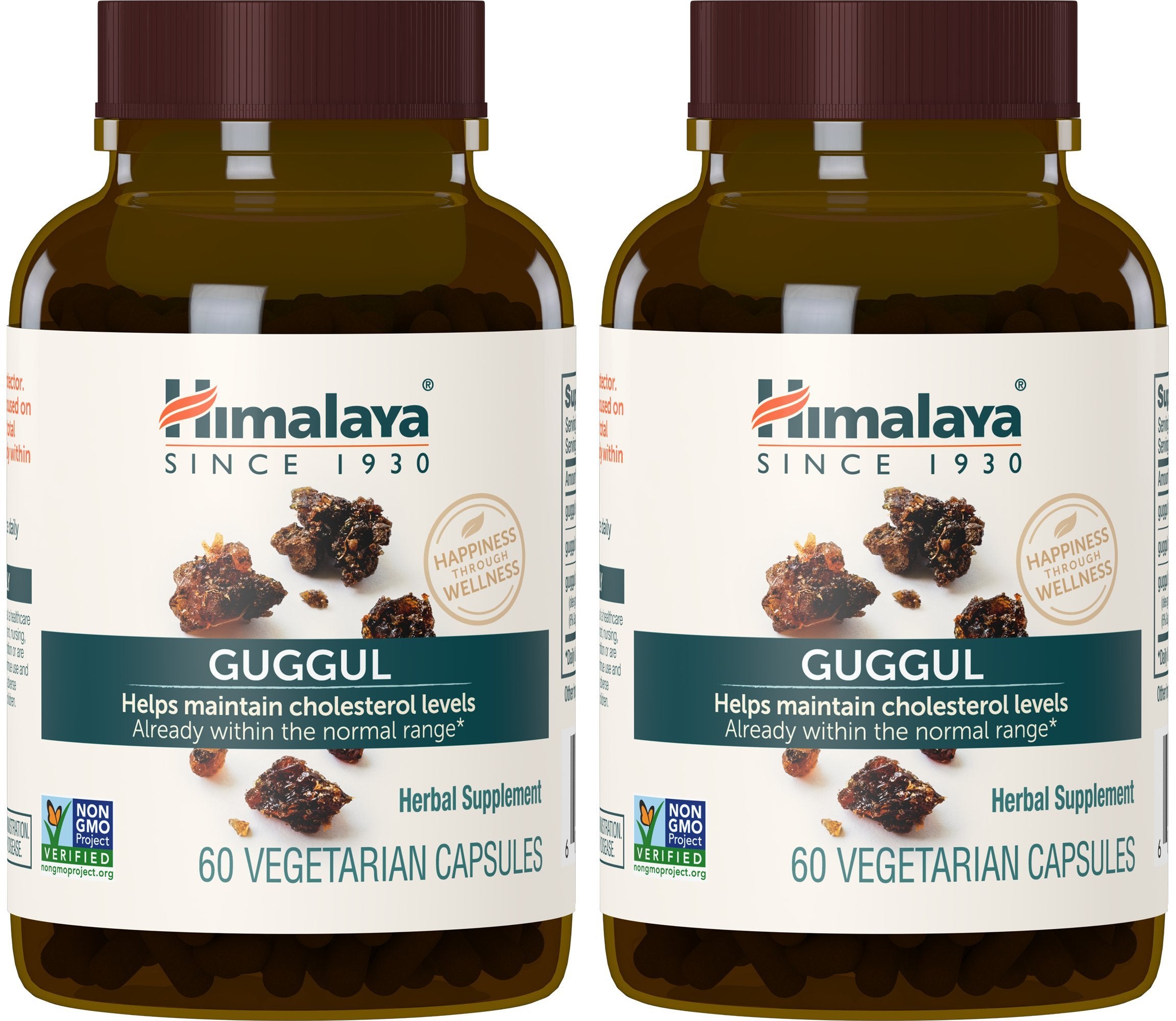 Himalaya Guggul frontal del envase mostrando diseño y cantidad del producto, confianza de marca