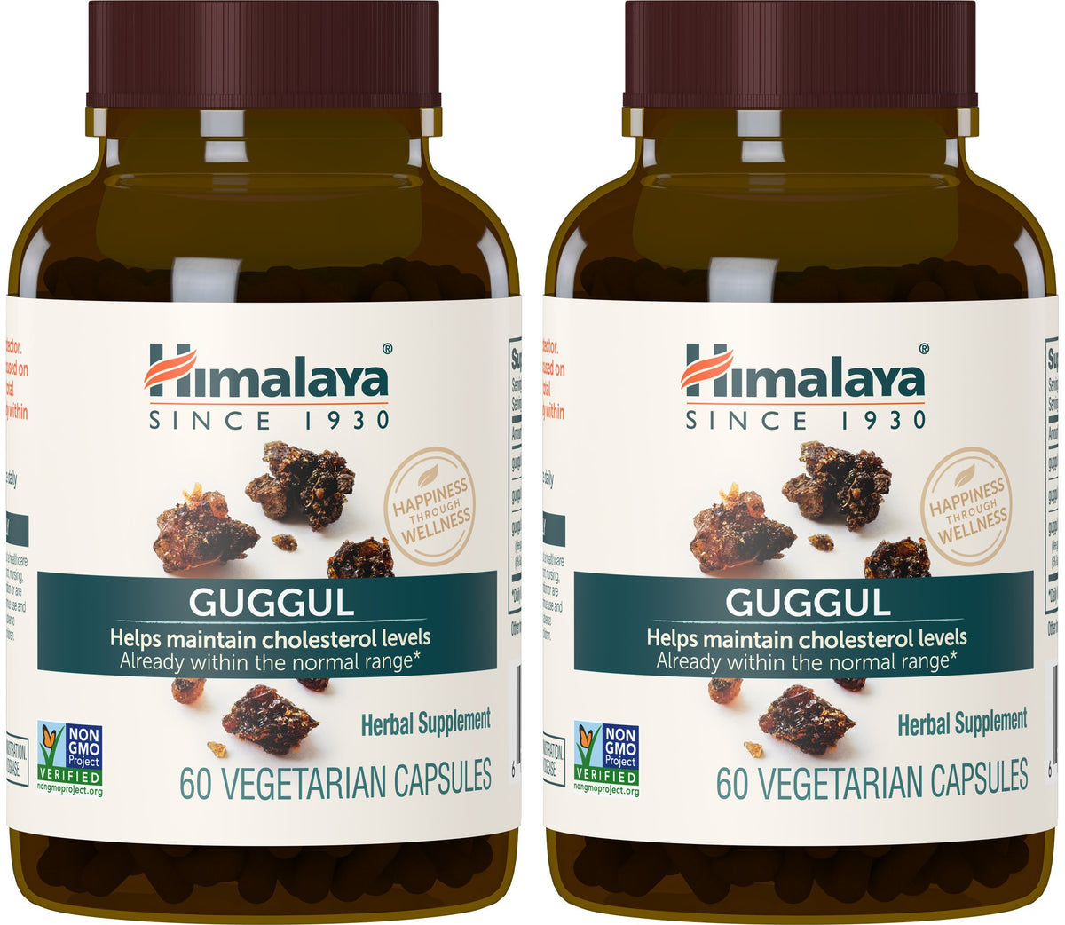 Himalaya Guggul frontal del envase mostrando diseño y cantidad del producto, confianza de marca