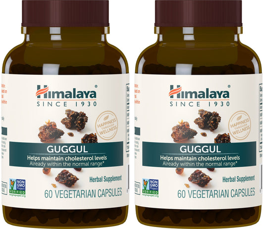 Himalaya Guggul frontal del envase mostrando diseño y cantidad del producto, confianza de marca